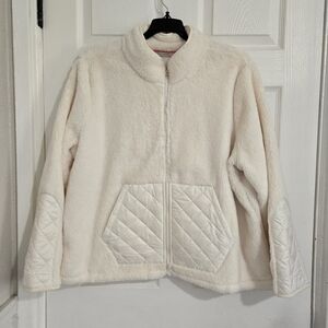Isaac Mizrahi Soft Fuzzy Jacket Women's Size Large Zip-Up Oversized Stylish